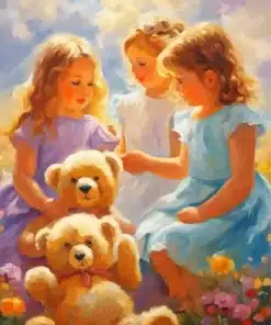 Girl with teddy bears paint by numbers