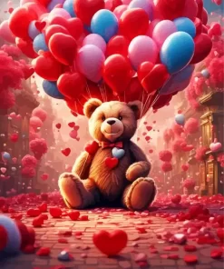 Happy valentine teddy paint by number