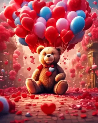 Happy valentine teddy paint by number