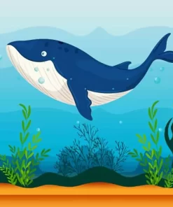 Illustration whale underwater paint by numbers