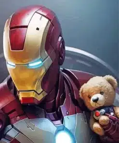 Iron man and teddy bear paint by number