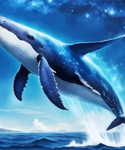 Magical blue whale paint by numbers