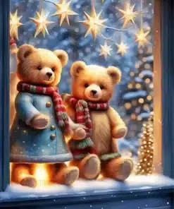 Merry Christmas teddy bears paint by number