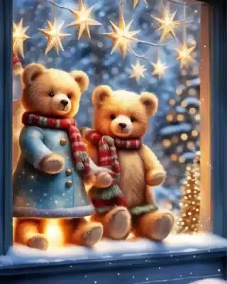 Merry Christmas teddy bears paint by number