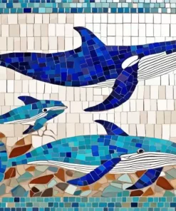 Mosaic whales paint by number