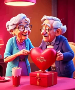 Old couple valentines day paint by number