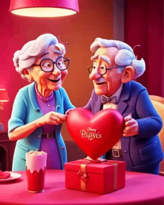Old couple valentines day paint by number