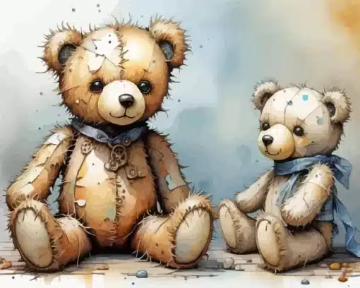 Old teddy bears paint by number