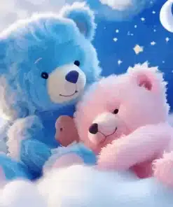 Pink And Blue teddy bears paint by numbers