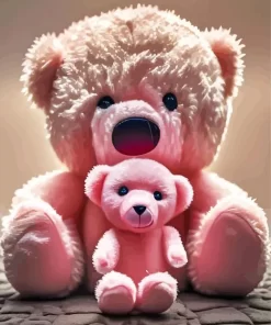 Pink teddy bears paint by number