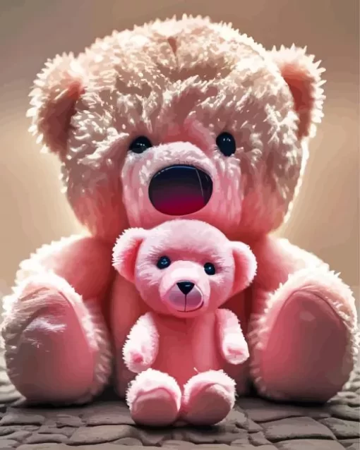 Pink teddy bears paint by number