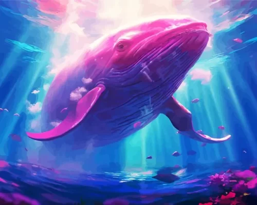 Pink whale paint by number