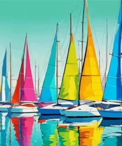 Rainbow Sailboats paint by number