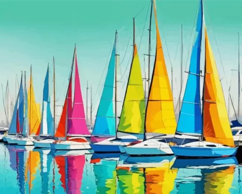 Rainbow Sailboats paint by number