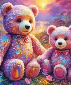 Rainbow teddy bears paint by number