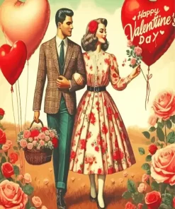 Retro Valentines day paint by numbers