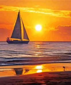 Sailboat at sunset paint by numbers