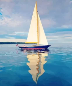 Sailboat water reflection paint by number