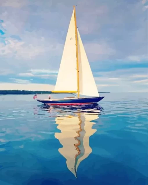 Sailboat water reflection paint by number