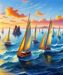 Sailboats Sailing paint by number