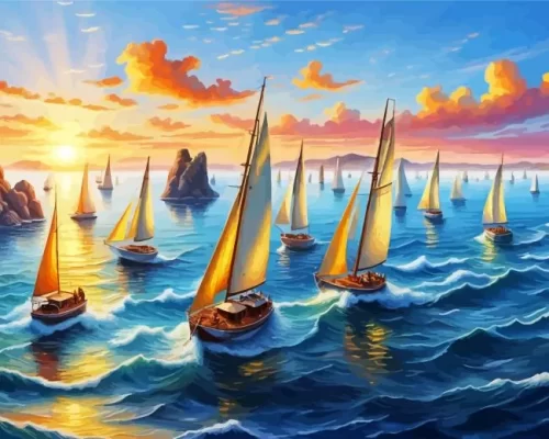 Sailboats Sailing paint by number