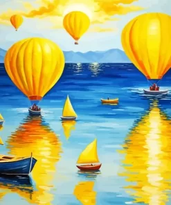 Sailboats and hot air balloons paint by numbers