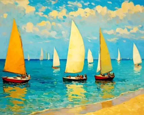 Sailboats art paint by numbers