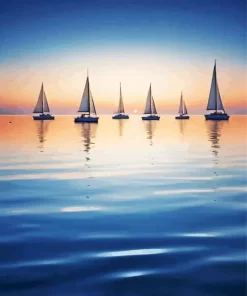 Sailboats at sunrise paint by numbers