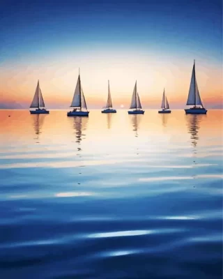 Sailboats at sunrise paint by numbers