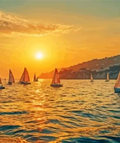 Sailboats at sunset paint by numbers