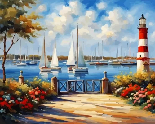 Sailboats by sea paint by number