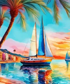 Seaside Sailboats paint by numbers