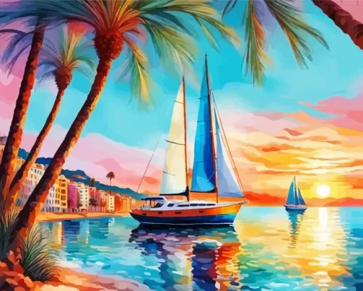 Seaside Sailboats paint by numbers