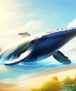 Seaside blue whale paint by number