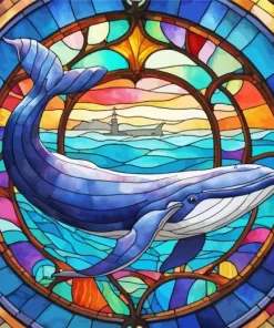 Stained Glass Whale paint by number