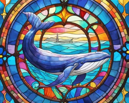 Stained Glass Whale paint by number