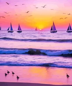 Sunset Sailboats paint by number