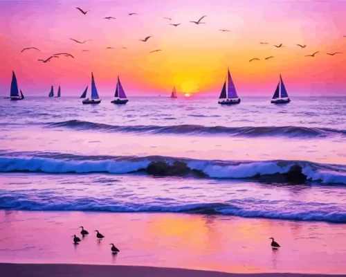 Sunset Sailboats paint by number