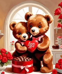 Teddy Bears Valentines day paint by number