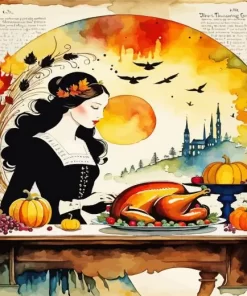 Thanksgiving Woman Paint by Number