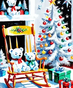 The christmas teddy bears paint by number