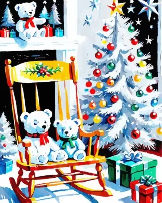 The christmas teddy bears paint by number