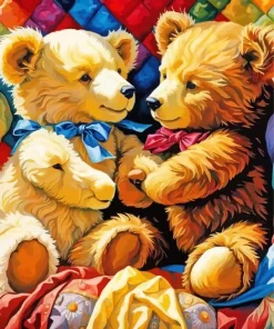 Two teddy bears paint by numbers