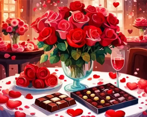 Valentine day paint by numbers