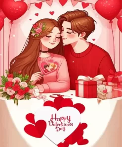 Valentines Day Anime Couple paint by numbers