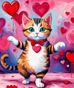 Valentines Day Cat paint by number