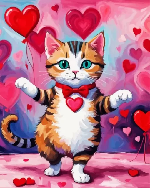 Valentines Day Cat paint by number