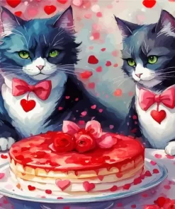 Valentines Day Cats paint by number