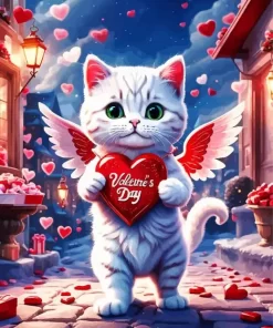 Valentines Day Kitty paint by number