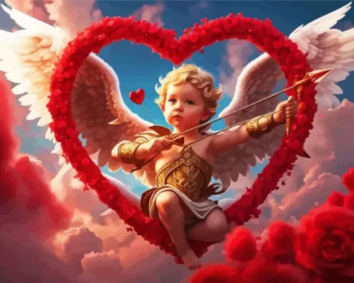 Valentines day angel paint by numbers